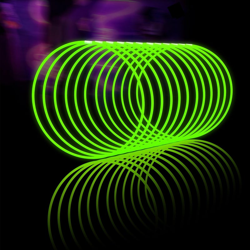 Glow Fever Glow Sticks Bulk 100ct 22 Glow Necklaces with Connectors Neon Light Sticks for Party Festivals Raves Concert Birthday Wedding Green - Image 4