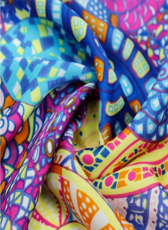 طوق رأس حريري من فيميت - أوشحة شعر من الساتان، طوق رأس مربع الشكل بطول 27.5 بوصة للنساء ذوات الشعر الأسود المجعد (النمط 31) - Image 3