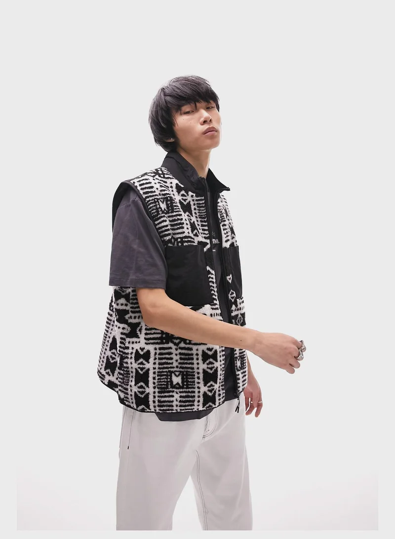 TOPMAN Aztec Print Gilet