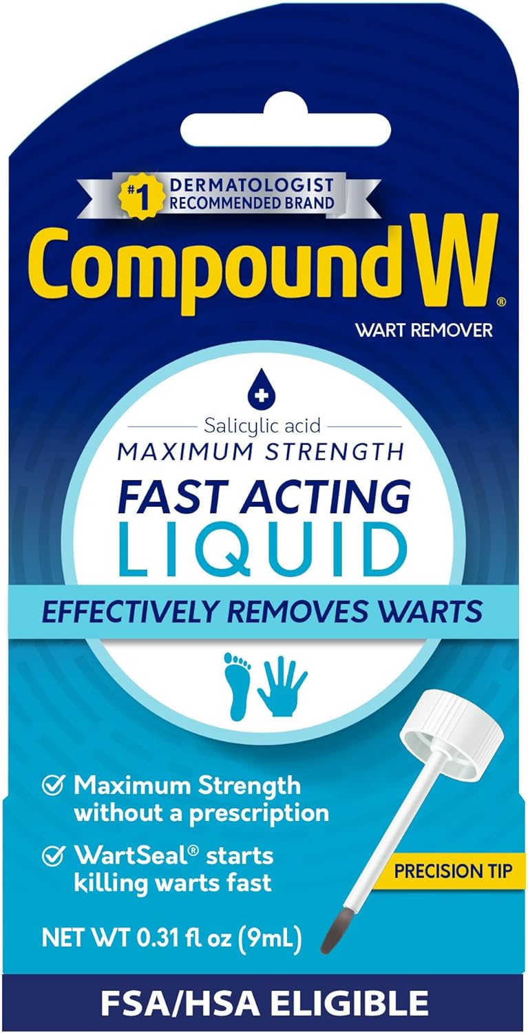 Compound W Maximum Strength Wart Remover, Fast-Acting Liquid with Salicylic Acid for Wart Removal, 0.31 Fl Oz - Image 1
