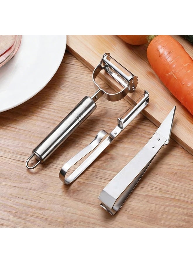 إينوشا مجموعة 3 قطع من المقشرات المتعددة الوظائف للمطبخ، أدوات  فيزل المطبخ من الفولاذ المقاوم للصدأ لفواكه وخضروات - Image 1