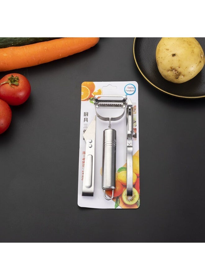 إينوشا مجموعة 3 قطع من المقشرات المتعددة الوظائف للمطبخ، أدوات  فيزل المطبخ من الفولاذ المقاوم للصدأ لفواكه وخضروات - Image 4
