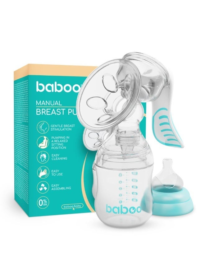 Baboo - Manual Breast Pump with 4-Level Suction with Bottle Feeding Set | Hand Pump Breast Pump Best gift for New Moms | Small Enough to Fit into a Handbag | BPA-Free Easy Assembling  - 130ml - Image 1