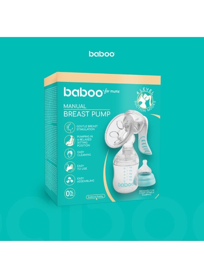 Baboo - Manual Breast Pump with 4-Level Suction with Bottle Feeding Set | Hand Pump Breast Pump Best gift for New Moms | Small Enough to Fit into a Handbag | BPA-Free Easy Assembling  - 130ml - Image 2