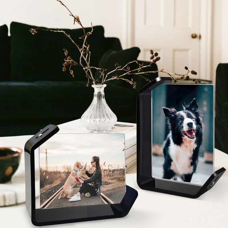 MFoffice 4X6 Picture Frame  2 Pack Floating Acrylic Photo Frames  Double Sided Modern Tabletop Stands  Horizontal And Vertical Display For Home Office Decoration  Black - Image 5