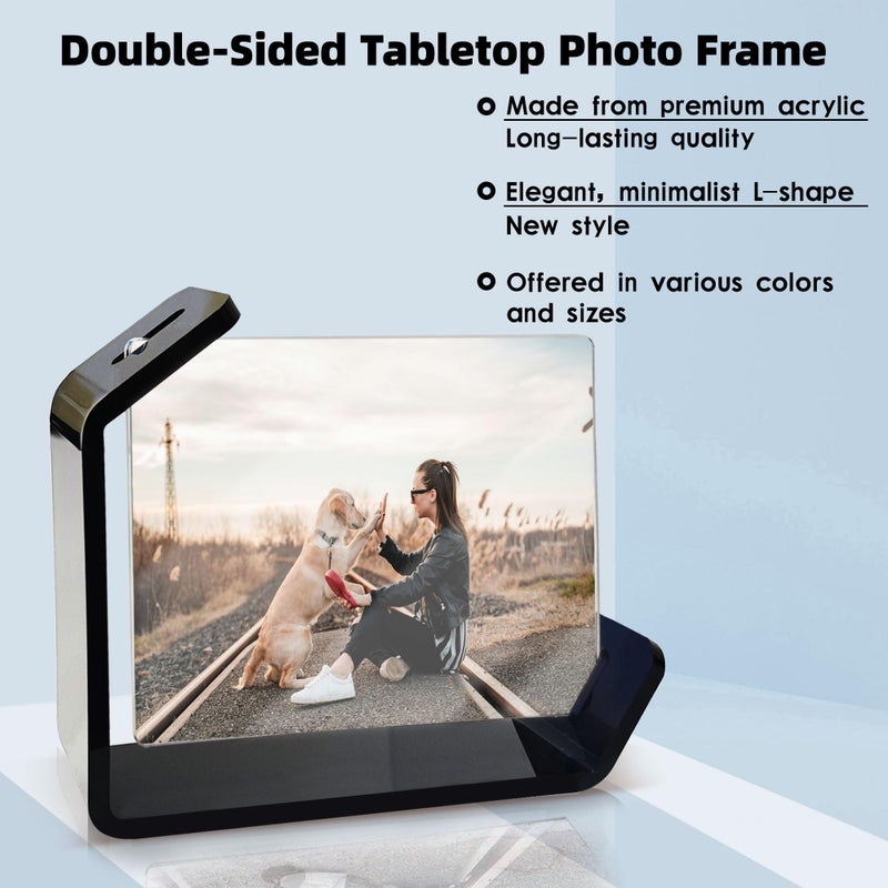 MFoffice 4X6 Picture Frame  2 Pack Floating Acrylic Photo Frames  Double Sided Modern Tabletop Stands  Horizontal And Vertical Display For Home Office Decoration  Black - Image 4