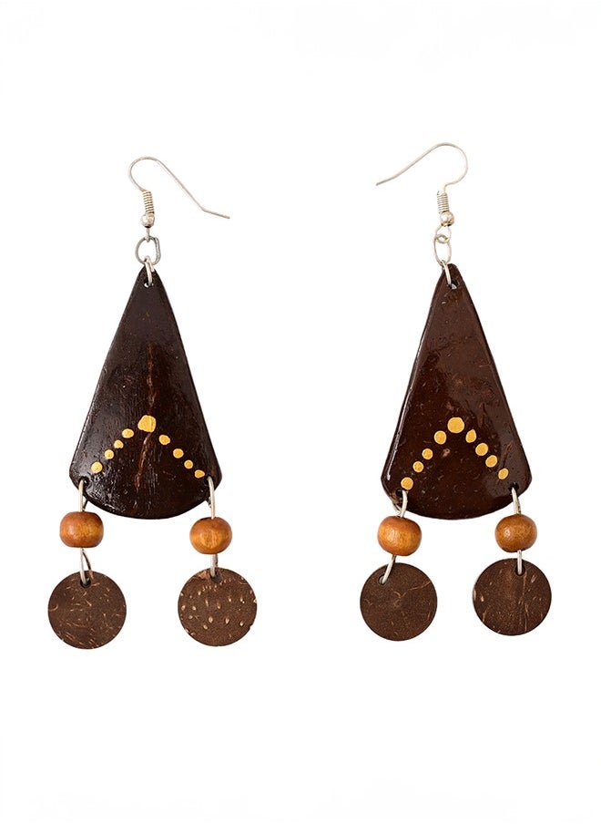 N & H Eco-friendly Handmade Jewellery Coconut Wooden Earrings Lightweight Hoopwire Earrings Bohemian Pendant Dangle Earrings Set  - Image 1