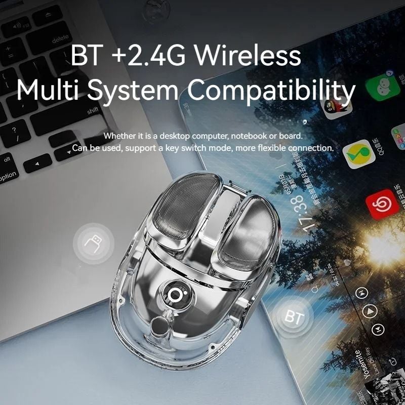 Eweadn Q9 Wireless Transparent Bluetooth Mouse, Dual-Mode Design, Silent Operation, Transparent - Image 4