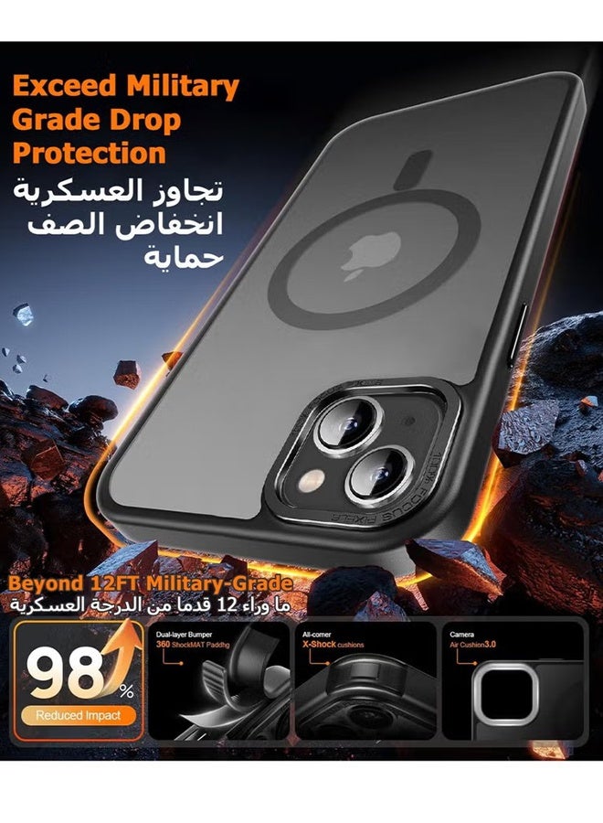 هابي دي غطاء خلفي مغناطيسي لجهاز iPhone 13 MagSafe، 【حماية كاملة ضد الصدمات】غطاء خلفي مطفي شفاف، غطاء هاتف نحيف مع مغناطيس قوي لجهاز Apple 13 (2021) (أسود) - Image 4