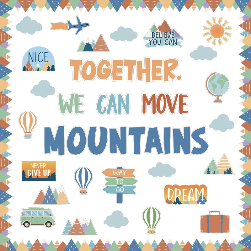 CHUNNIN Together We Can Move Mountains Bulletin Board Set Moving Mountains Bulletin Board for Classroom Decoration We Can Move Mountains Bulletin Board Cutouts for School Classroom Wall Bulletin Board Decor - Image 2