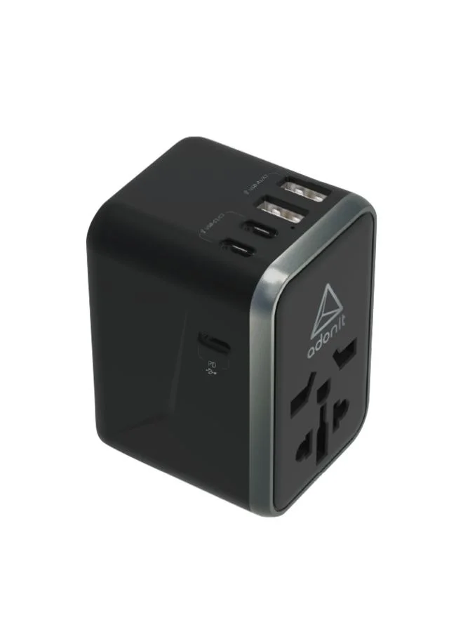 ADONIT Universal Travel Adapter 3C2A - International Wall Charger PD 65W (3 USB-C + 2 USB-A)