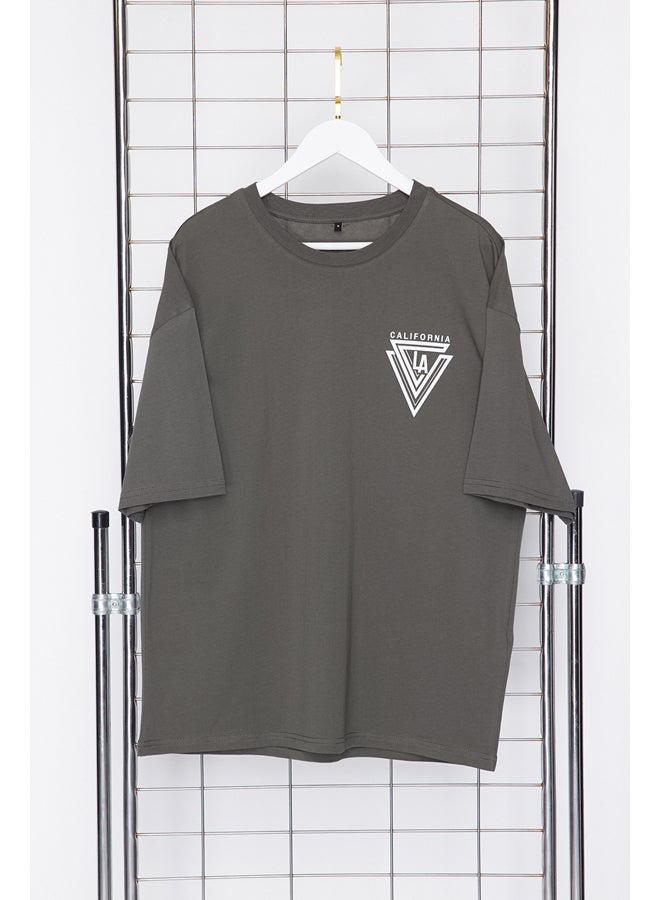 Oversize/Wide Cut Crew Neck City Printed 100% Cotton T-Shirt TMNSS20TS1102