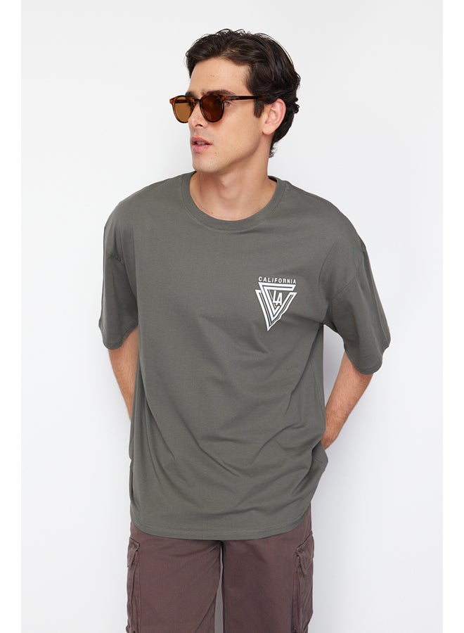 Oversize/Wide Cut Crew Neck City Printed 100% Cotton T-Shirt TMNSS20TS1102