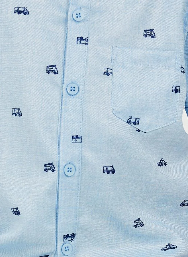 ستايلي تيشيرت بأكمام قصيرة بطبعة شاملة