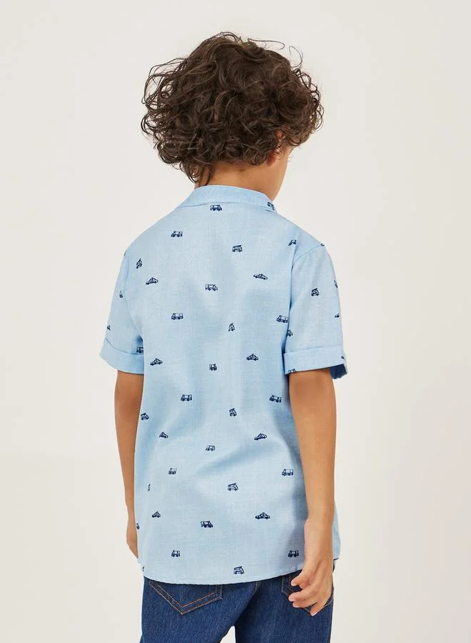 ستايلي تيشيرت بأكمام قصيرة بطبعة شاملة