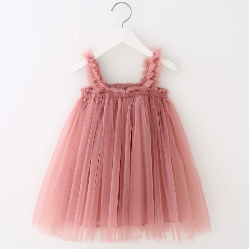BGFKS Layered Tulle Tutu Dress for Toddler Girls,Baby Girl Rainbow Tutu Princess Skirt Set with Flower Headband.(Dusty Rose,3T) - Image 3
