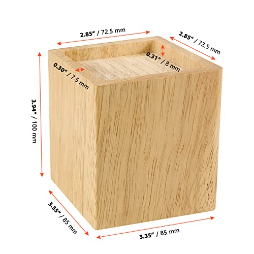 SINJEUN 4 Pack 4 Inch Solid Wood Bed Risers, Natural Square Wood Furniture Lifters, Wood Extenders Stilts for Table, Sofa, Armchairs, Cabinets - Image 2