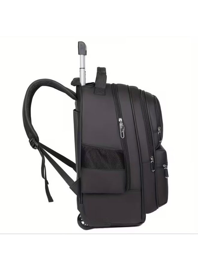 حقيبة ظهر بعجلات للسفر مزودة بمقبض قابل للسحب – مقاس 18 بوصة، مناسبة للأعمال والمدارس، للرجال والنساء، متعددة الجيوب، مقاومة للماء وقابلة للتحويل - Image 2