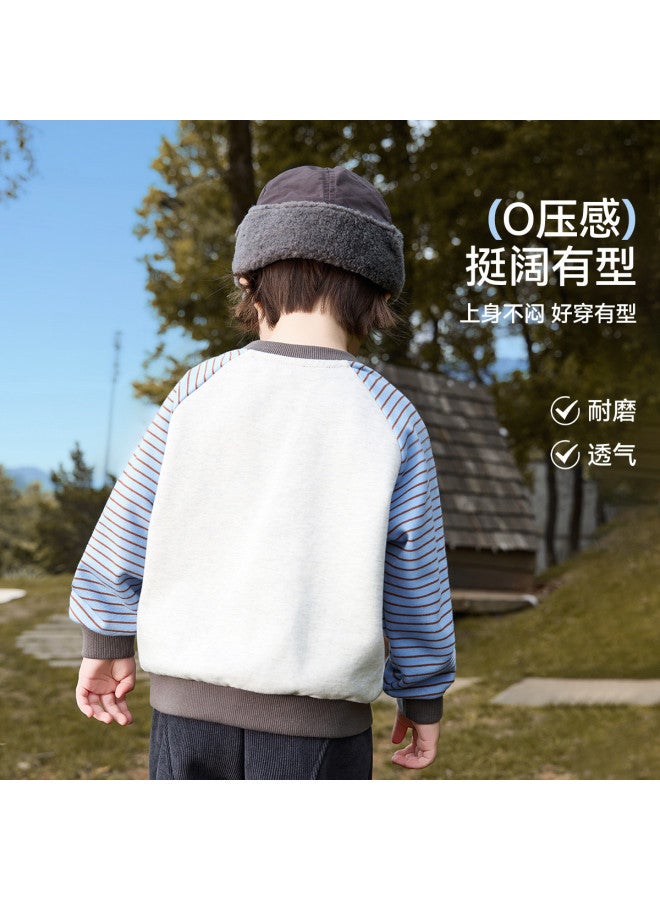 ASK JUNIOR Children's Hoodie 2025 Autumn Kids Contrast Color Cartoon Print Base Shirt Boys Round Neck Sports Top - Image 5