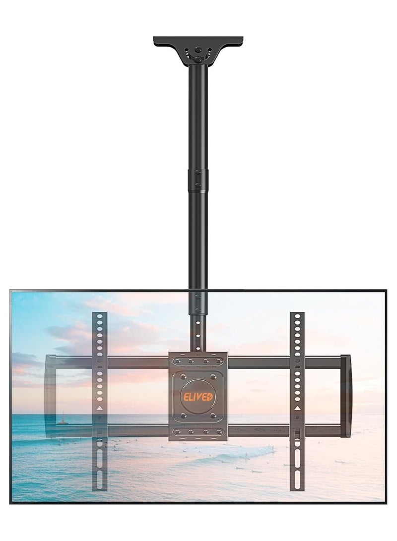 Ceiling TV Mount for 37–75 Inch Flat and Curved Screens – Adjustable Bracket for Flat or Sloped Ceilings, VESA Max 600x400mm, Supports up to 50kg - Image 1