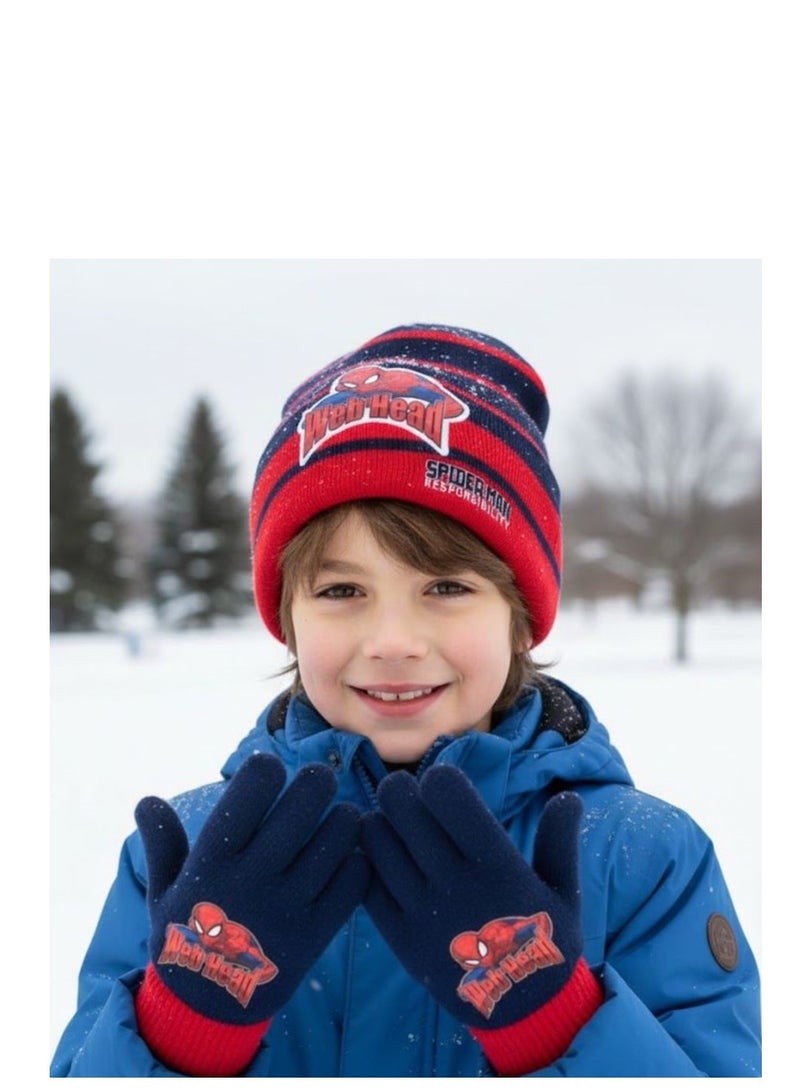 سبايدر مان طقم قبعة شتوية وقفازات ثلجية للأطفال من مارفل سبايدرمان، مكون من قطعتين، من كيدز تي في - Image 2