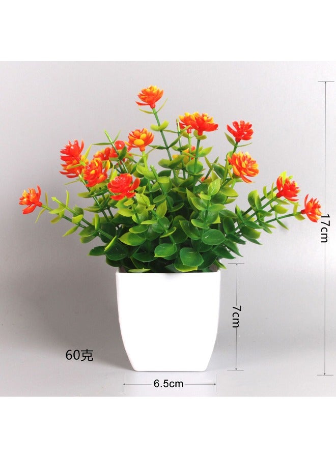 GUSGU 4 Pack Mini Artificial Flowers in Pot, Small Fake Greenery Plants, Faux Plastic Plants for Indoor Home Decor Living Room Bedroom Desktop Bookshelf Decoration - Image 4