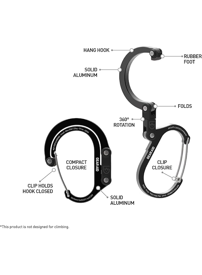 Gear Aid Heroclip (Small) Carabiner Gear Clip And Hook For Hanging Bags Purses Lanterns Strollers Tools Helmets Water Bottles And More - Image 5