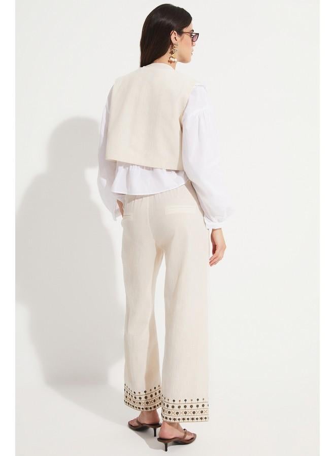 جون طقم بنطلون وسترة مطرزة بالقطن % للنساء من جوني إكرو - Image 4