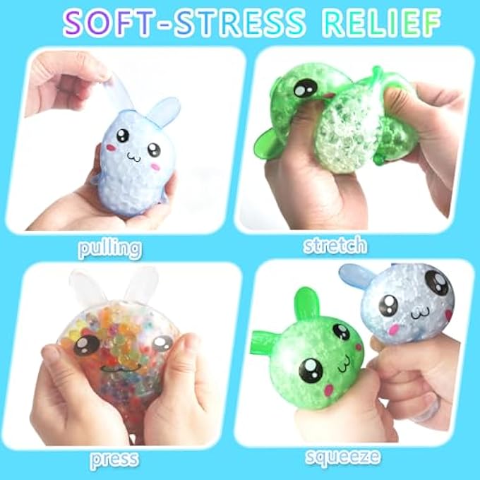 FOCone Easter Egg Fillers| 4 Packs Squishy Easter Bunny Stress Balls| Easter Basket Stuffers| Easter Toys Stress Relief Fidget Balls|Great for Adult Easter Basket Stuffers Egg Fillers - Image 5