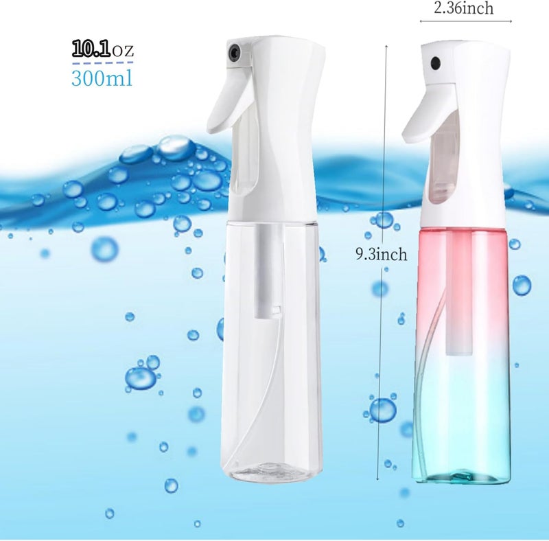 Brvcdh Misto Continuous Spray Bottle with Ultra Fine Mist - 10.1oz/300ml for Hair, Home Cleaning, Salons, Plants, Aromatherapy, and More - Hair Spray Bottle, Barber Accessories (2 Pack) (Pink white) - Image 2