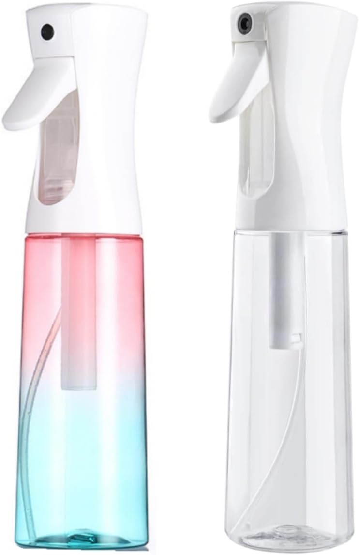 Brvcdh Misto Continuous Spray Bottle with Ultra Fine Mist - 10.1oz/300ml for Hair, Home Cleaning, Salons, Plants, Aromatherapy, and More - Hair Spray Bottle, Barber Accessories (2 Pack) (Pink white) - Image 1