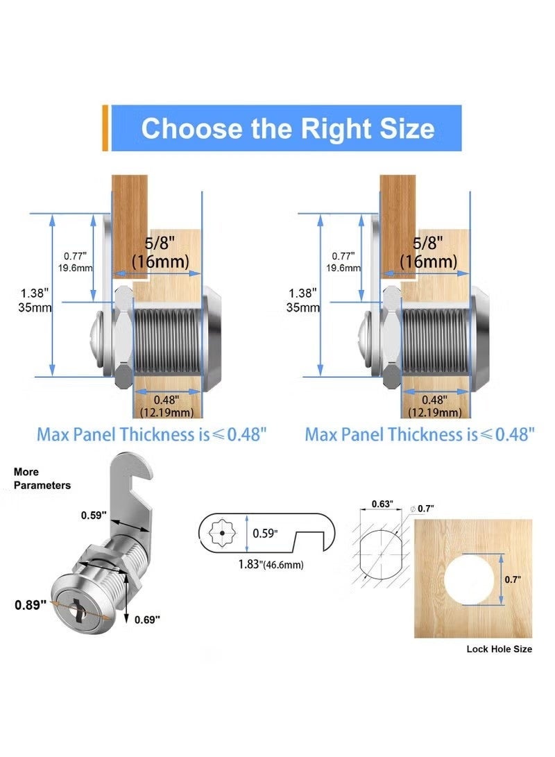16mm Cam Lock, Cupboard Cabinet Door Locks, Drawer Cabinet Locking Security Mailbox Lock Cabinet Drawer Cupboard Cam Lock Letter Box Locks - Image 2