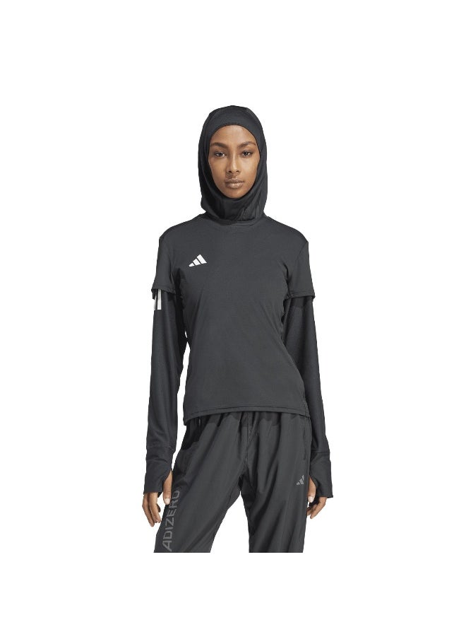 Adidas Adidas Adizero E Tee Black Running T-Shirts For Women 2Xs  - Image 4