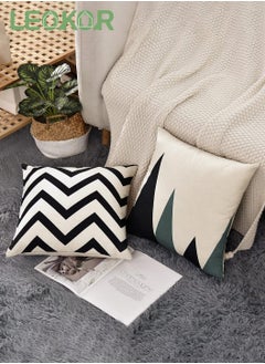 LEOKOR Set of 4 Decorative Geometric Throw Pillow Covers - Modern Pattern Linen Square Pillow Cushion Case 45*45CM  - Image 3