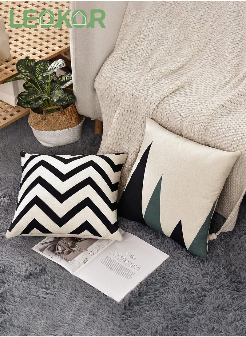 LEOKOR - Set of 4 Decorative Geometric Throw Pillow Covers - Modern Pattern Linen Square Pillow Cushion Case 45*45CM - Image 1
