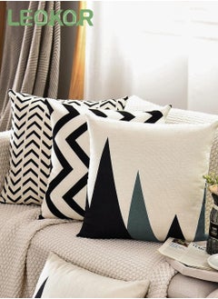 LEOKOR Set of 4 Decorative Geometric Throw Pillow Covers - Modern Pattern Linen Square Pillow Cushion Case 45*45CM  - Image 2