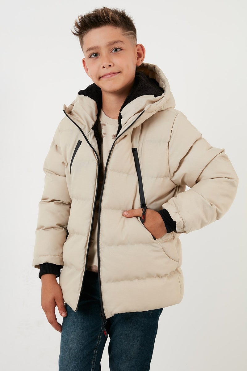 Lela Plush Lined Hooded Puffer Coat with Zipper Pockets Boys' Coat 5760040  - Image 3