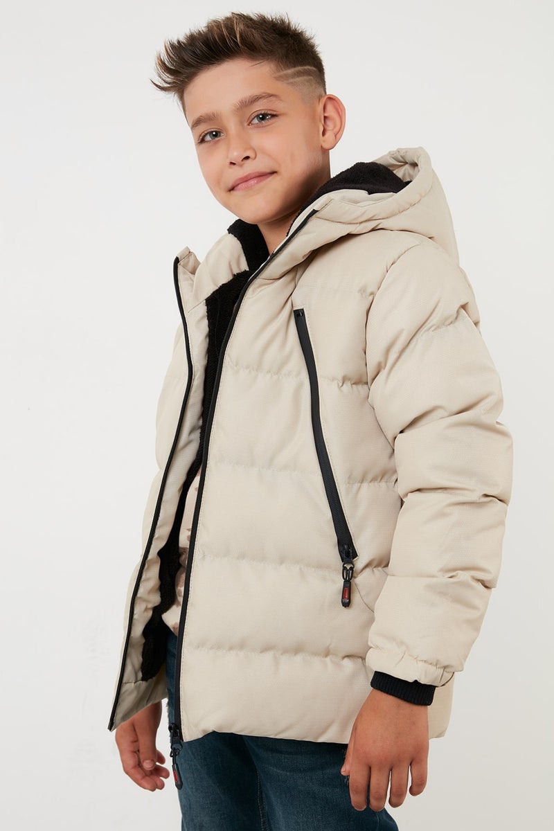 Lela Plush Lined Hooded Puffer Coat with Zipper Pockets Boys' Coat 5760040  - Image 2