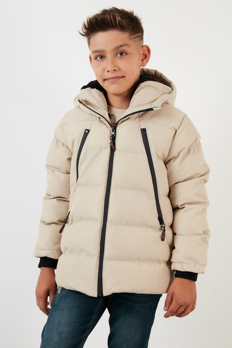 Lela Plush Lined Hooded Puffer Coat with Zipper Pockets Boys' Coat 5760040  - Image 4