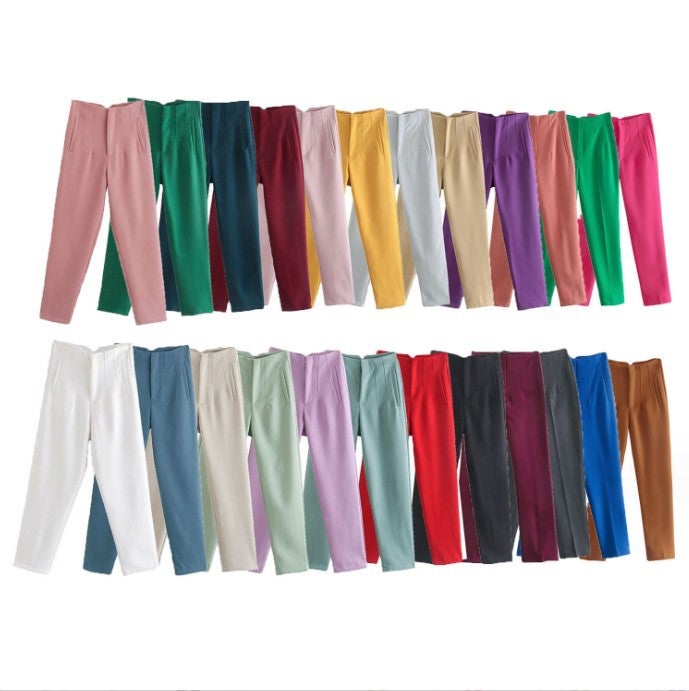 Foreign Trade 2022 European and American Autumn New Fashion Pendant High Waist Straight Harem Casual Suit Pants Women's 7901432 - Image 2