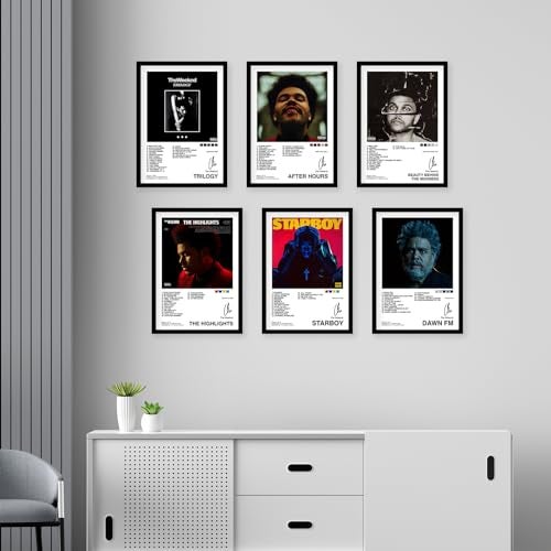 CodersParadise Wood The Weeknd Wall Poster Frames - Pack Of 6 | 8 X 12Cm (A4 Size) | Aesthetic Artwork Framed Posters | Framed Posters For Living Room, Bedroom - Image 3