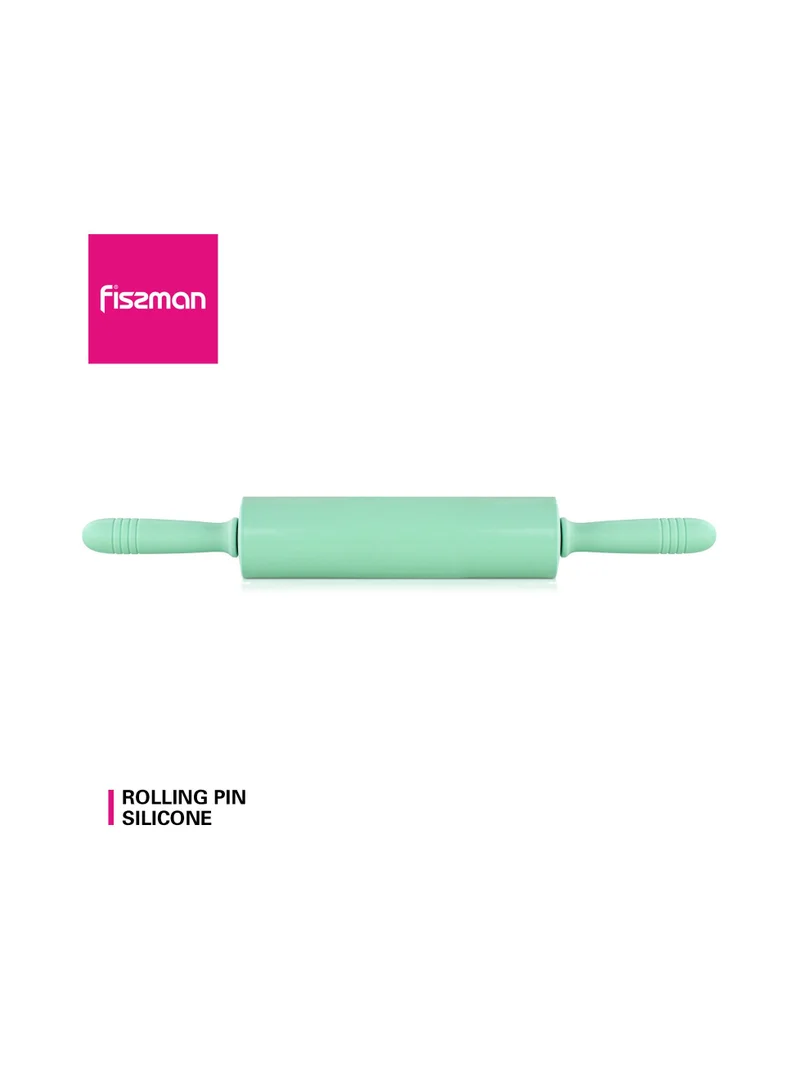 Fissman  Rolling Pin 39.5x5.5cm Silicone Aquamarine Kitchen Baking Pin for Rolling and Baking - Great for Making Dough, Bread and Pizza  | Best Price UAE