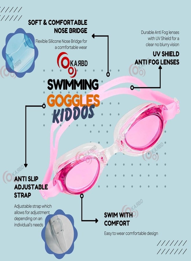 KARBD Swimming Goggles Kids Size with Anti Fog UV Protection Glasses - Kiddos, Pink - Image 5