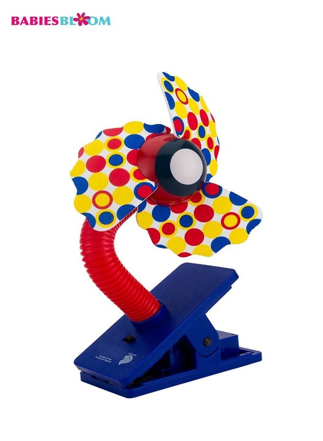 BABIES BLOOM Blue Mini Stroller Fan for Babies | Baby Gift with Flexible Neck and LED Lights - Image 2