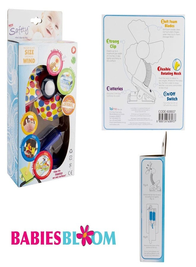 BABIES BLOOM Blue Mini Stroller Fan for Babies | Baby Gift with Flexible Neck and LED Lights - Image 5