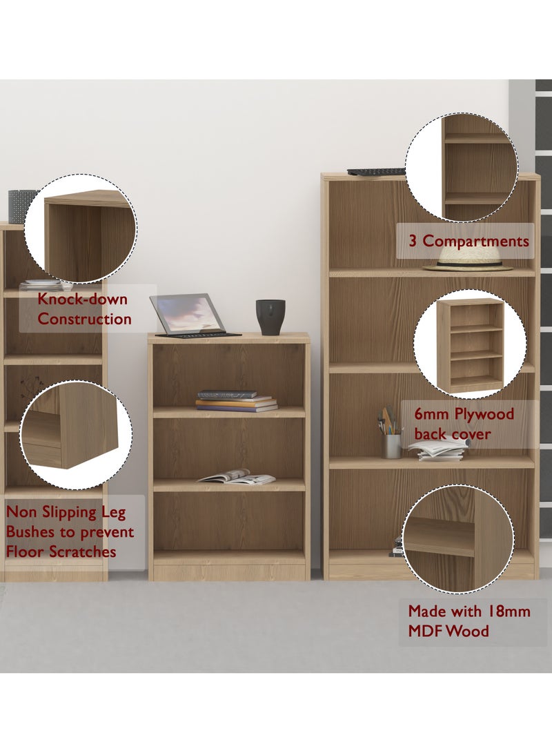 Mahmayi Mahmayi Wooden Storage Display Shelves 3-Tier Freestanding, Top Shelf for Decoration Ideal for Storing and Displaying your possessions - Light Imperia - Image 4