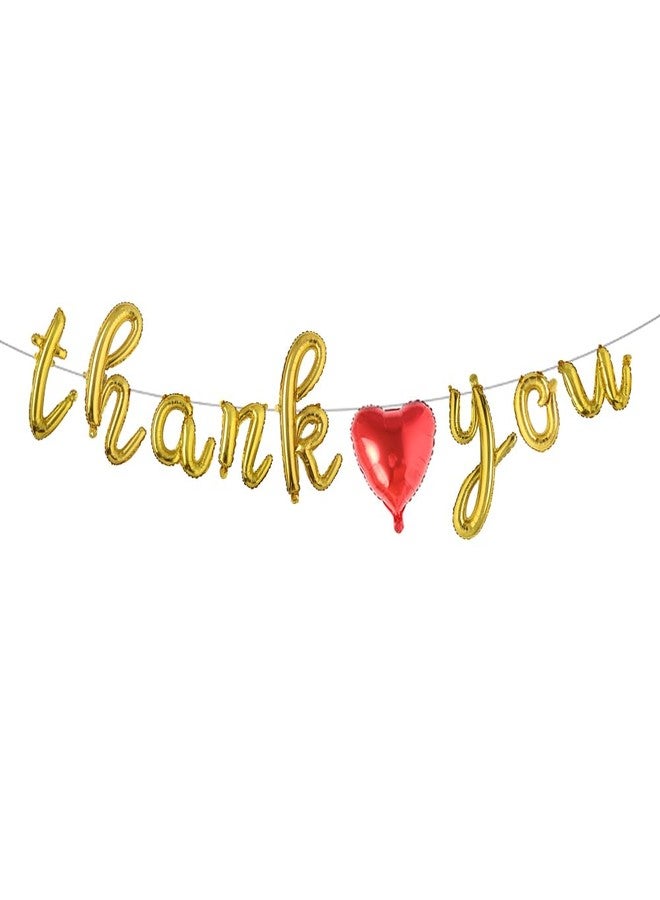 RUIANSI THANK YOU Heart Balloons,Bridal Shower Wedding Anniversary Engagement Party Decoration Photo Prop (L THANK YOU Gold) - Image 1