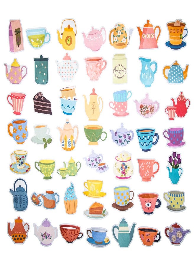 Cleverplay 100 Pack Tea Stickers, Floral Tea Time Party Favors, Birthday Decorations Gifts - Image 3