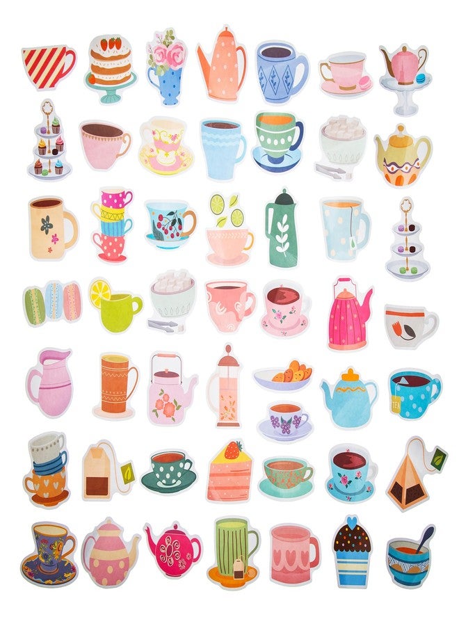 Cleverplay 100 Pack Tea Stickers, Floral Tea Time Party Favors, Birthday Decorations Gifts - Image 2
