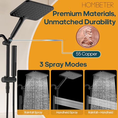 Hombeter Filtered Shower Head with Handheld Combo High Pressure Shower Head with Filters 10 Inch Rain Shower Head Height Adjustable Dual Water Softener Shower Head for Hard Water - Removes Chlorine - Image 4